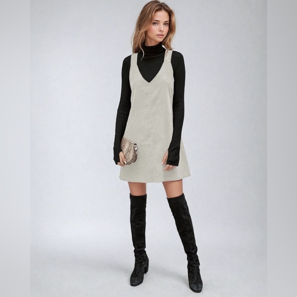 Corduroy Solid Overall Dress Without Sweater - Picture 4 of 10